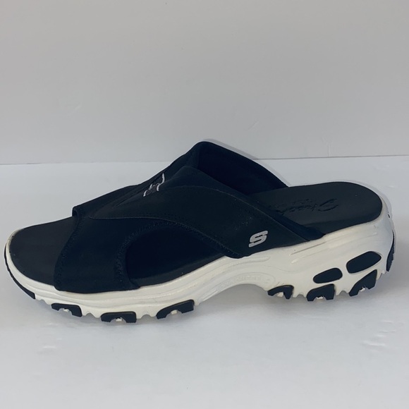 Skechers yoga foam black white chunky d’lite sandals size 9 perfect condition. - Picture 10 of 11